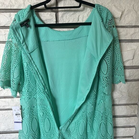 R & K Women's Size 18 Mint Green Lined Lace Knee Length Sheath Dress Cocktail - Picture 7 of 9